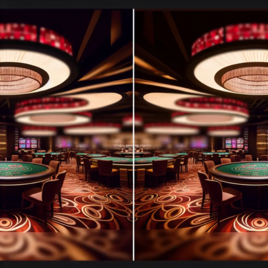 Casinovloer met speeltafels en elegante verlichting
